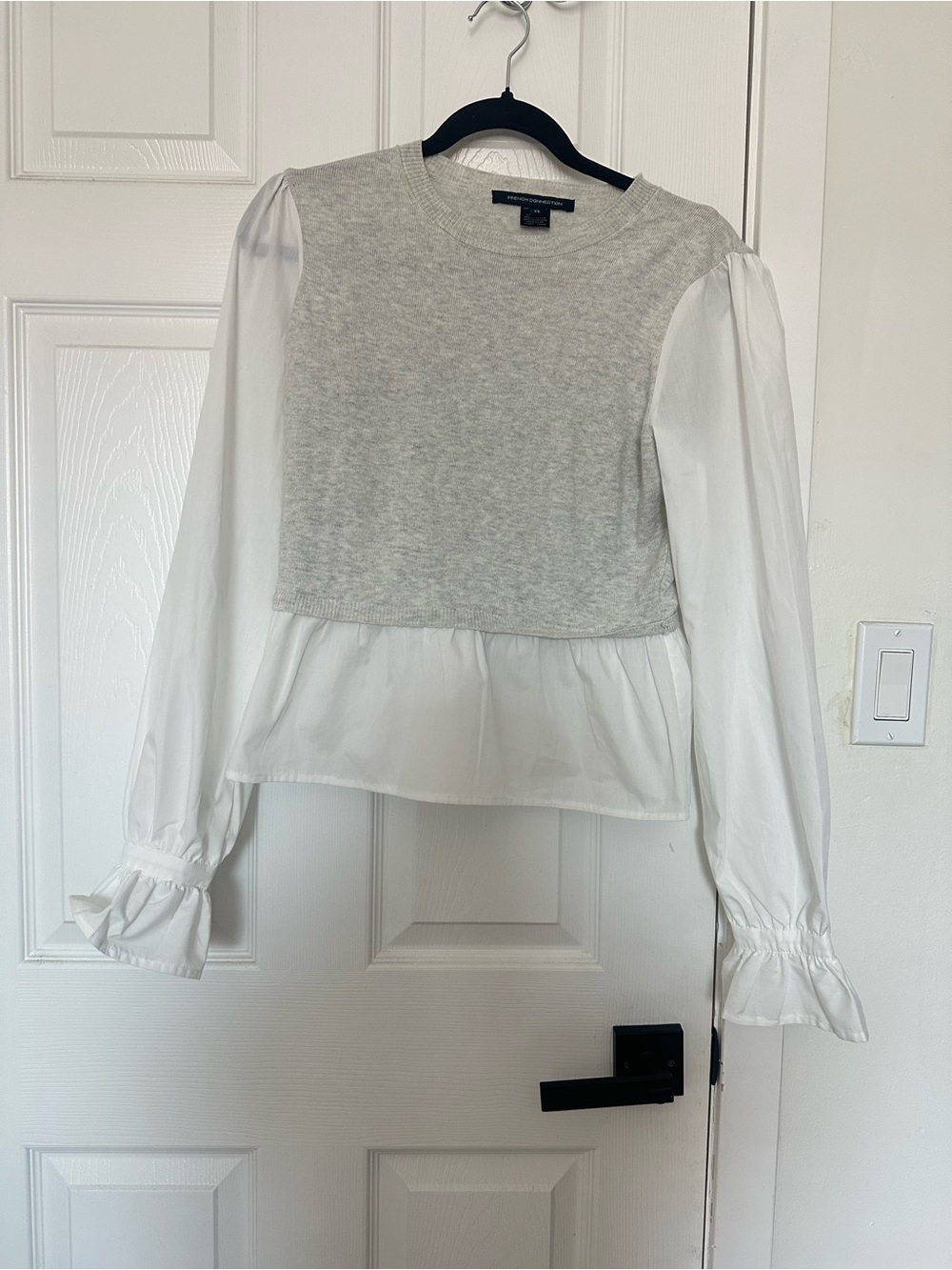 French connection blouse size XS Pleated Sleeve Layered Pullover Top -
